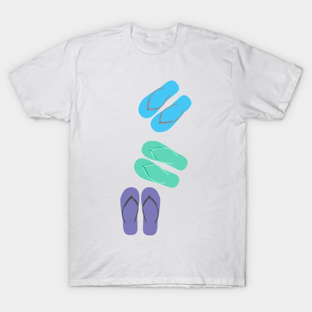 Green, Blue and Purple Flip Flops sandals T-Shirt by sigdesign